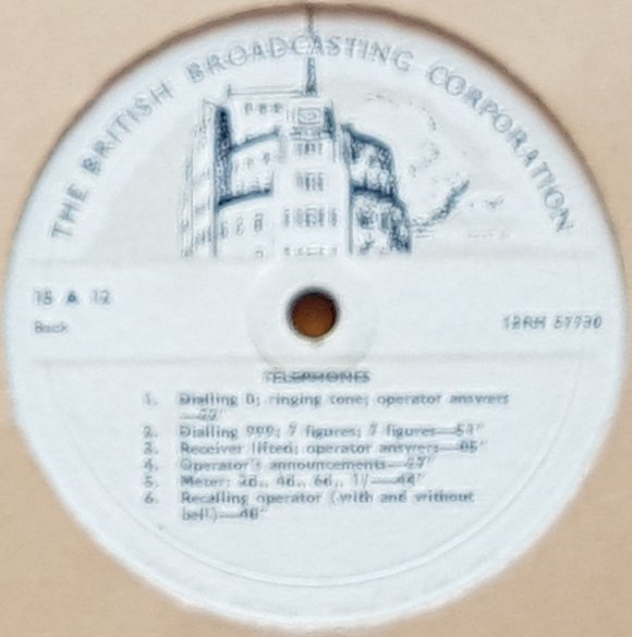 15 A 12 Telephones Not registered from the BBC records and Tapes library Label